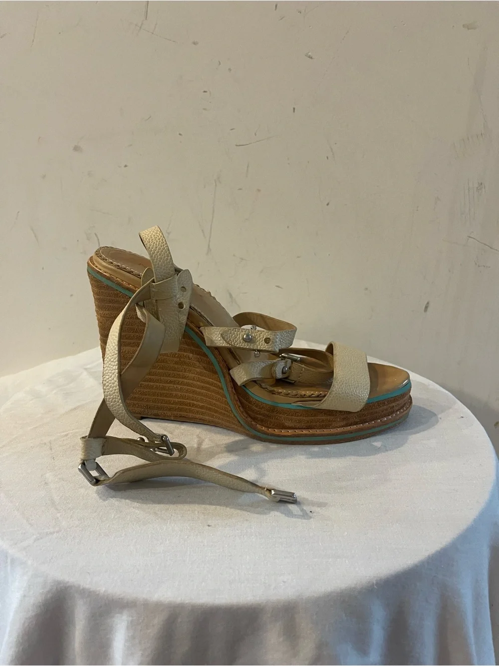 Rag & Bone Leather Wedge Sandals with Ankle Strap